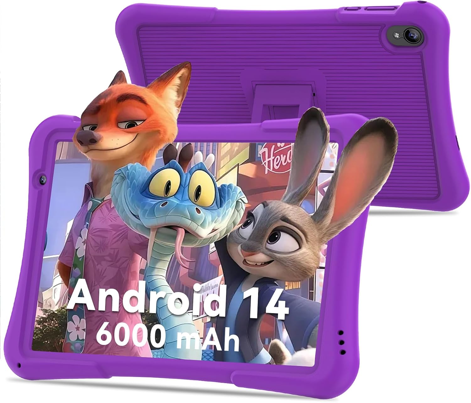 GOZZGEAR 10 inch Android 14 kids Tablets, 32 GB ROM, 6000Mah, Expandable 1024GB, Quad core Processor, Android Tablets HD IPS Screen, Child tablets, Dual Camera, Wi-Fi,Tablet PC, 2-Year Warranty,Purple