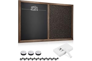 Navaris Tableau affichage mixte - Tableau mémo 60 x 40 cm avec tableau noir ardoise et tableau liège - Kit fixation craie aimant punaise inclus