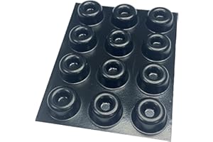 12 x Black 22.3mm x 10.1mm Self Adhesive Recessed Bumper, Rubber Feet for Furniture, Glass, Tables, Crafts - from The StickyStuff Company