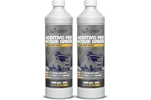 BIO-CHEM CLEANTEC Bio-Chem - Additivo per Serbatoio di Acqua Grigia da 2 x 1 litro - Additivo per Serbatoio di Acqua Chimica WC per Camper, Bagno Chimico per Caravan - Prodotto detergente per Serbatoio d'Acqua