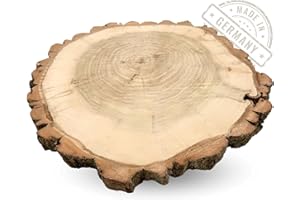 LIGNUM AMORIS Baumscheiben 30cm ø | 1 Stück | geschliffen & mit Rinde | Made in Germany | edles Pappelholz als tolle Tischdeko | Tortenplatte | Hochzeitsdeko | deko Tablett | DIY (1 Stück)
