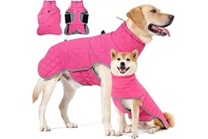 HEYWEAN Warm Dog Coat Waterproof Winter Jacket Reflective Fleece Lined Dog Jacket with D-Ring Warm Coats & Jackets for Dogs with Underbelly Adjustable for Small Medium Large Dogs Clothes Hiking Coat