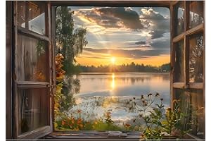 EOBROMD Diamond Painting Kit Completo Vista de Ventana, Atardecer Pintura de Diamante Adultos, Punto de Cruz Diamante, Cuadro Diamante Art Rhinestones Bordado para Decoración Hogar 30x40cm