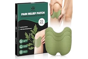 AnjoCare Cerotti Antidolorifici Per Dolore Ginocchio,20 Pezzi Cerotti Antidolorifici Termici,Cerotti Antidolorifici all’Assenzio per Infiammazioni di Ginocchio,Schiena,Collo,Spalle e Dolori Muscolari