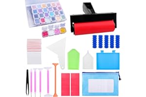 ACPTALL 5D Diamond Painting Tools ＆Accessories, 85Pcs DIY Diamond Art Accessories Kits with Diamond Painting Roller, Point Drill Pens and Diamond Embroidery Storage Box for Adults and Kids