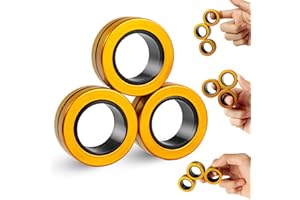 Amyang 3Pcs Fidget toys pack - Stress Relief Magnetic Rings for Man Woman Teens Kids Boys Girls Anxiety, Funny Christmas Stocking Stuffers Gifts Party Favors(Golden)