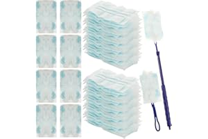 AHAQU 50PCS Flash Dust Magnet, Fluffy Duster Refills, Flash Duster Refills with Extendable Pole, Flash Dust Magnet Refill, Refill Duster for Cleaning- Blue