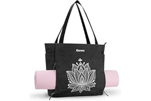 Gonex Yoga Mat Bag, Large Tote Bag with Multi Pockets for Women Men, Canvas Mat Carrier, Full Zipper Easy Access for Pilates Gym Travel
