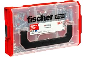 fischer FixTainer Hohlraumdübel DuoHM + Schraube TX, Dübelbox mit 90 Dübeln und Schrauben, Plattendübel zum Befestigen von TV-Halterungen, Leuchten, uvm. in Plattenbaustoffen, praktisches Set
