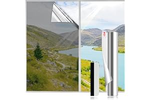 HONLONE One Way Window Film Reflective Window Film Privacy Anti Sun Glare UV Film Window Tint Film Home Office Silver 100x400cm