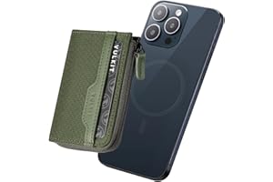 VULKIT Magnetische Kartenhülle, kompatibel mit MagSafe Wallet RFID-blockierender Handy-Kartenhalter für iPhone 15/14/13/12 Serie, Grün , Magnetische Brieftasche