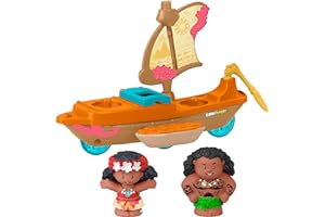 Fisher-Price Little People Toddler Toy Disney Princess Moana & Maui’s Canoe Sail Boat with Figures for Pretend Play Ages 18+ Months, HNR27