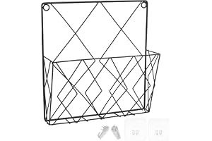 QWORK® Väggmonterad journalhållare 26 x 25 cm – vägghylla i metall för kontor och vardagsrum –