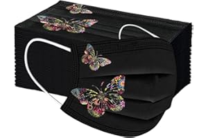 Sonnena 50 Piezas de Desechable para adultos con Motivos Navideños,Ajustable la boca y la nariz,3 Capa con Estampados 3D Navidad