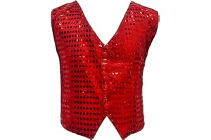 ZUYPSK Pojkar paljettväst glitter kostym barn unisex kort jacka jazz dans festlig hip hop party bröllop kostym väst prestanda