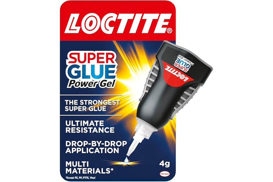 Loctite Super Glue Power Gel 1x4g – Clear, Flexible, Non-Drip Adhesive for Vertical Surfaces & Precise Repairs on Wood, Rubber, Leather, Glass & other Materials