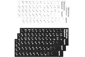 AGHOER Lot de 5 Autocollants pour Clavier ukrainien, Autocollants de Remplacement ukrainien avec Lettres Blanches, pour claviers Standards et Ordinateurs Portables (3 Noirs et 2 Blancs)