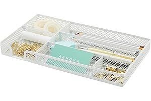 Annova Plateau de rangement de tiroir de bureau pour organisation de bureau – Maille métallique – Accessoires et fournitures de (White)