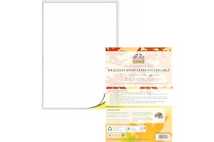 Double Dragon 50 Feuilles Papier Autocollant A4 Blanc Mat, Auto-adhésif, Étiquettes Personnalisables pour Impression Jet d'Encre & Laser, Séchage Rapide