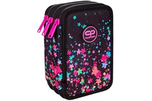 CoolPack 3-Fach Mäppchen Federmappe Federtasche XXL Federtasche Federmappe 3-Fach Schulstiftetui, dreifaches Federmäppchen 44-teilig gefüllte Schüleretui 3-stöckig Motiv: Galaxy,Sterne,Schwarz,E67589