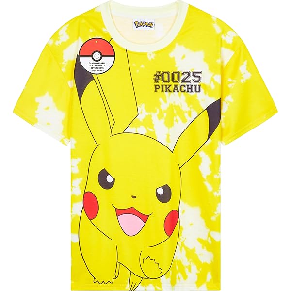 Pokémon T-shirt voor jongens, zacht, ademend, voor de zomer, verpakking van 2 stuks, Zwart/Geel, 7-8 anni