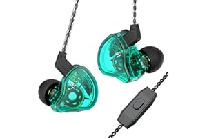 YINYOO Auriculares in Ear Gaming IEM de CCZ Melody In-Ear-Monitor, de Graves Profundos Deep Bass HiFi con Cable Desmontable de 2 Pines 4N OFC para Audiófilo/MP3/MP4/PC(Verde, con micrófono)