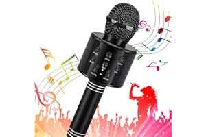 Fauxpont Microphone Karaoké Bluetooth Sans Fil,5 en 1 Micro Enfant avec Haut-Parleur,Portable Karaoké Microphone Compatible avec Android/iOS/PC,pour Enfants/Adultes FêTe Chanter Disco Ktv Clubs Soiree