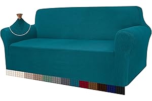 Granbest - Copridivano altamente elasticizzato, moderno, jacquard, per soggiorno, funge da protezione per cani e animali domestici (3 posti, verde-blu)