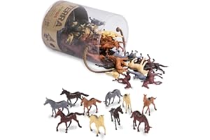 Terra by Battat - Tubo de caballos salvajes, Juego de caballos de 60 piezas, 10 miniaturas de caballos realistas, Figuras de caballos de pie, 3 años+