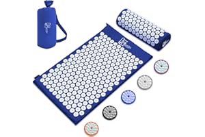 ‎MATTIBI Akupressurmatte mit kissen für Massage & Schmerzlinderung [Das Original], Blau Nadelmatte Set zur Entspannung für Nacken, Rücken, Füße | Yantramatte, Stachelmatte für Meditation