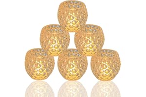 HIYAA LED Candles, 6 Pack Round Crystal Battery Operated Candles, Realistic Warm Light LED Flameless Candles for Wedding Party Christmas Halloween Table Decoration