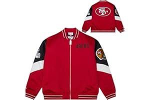 Mitchell & Ness Throw it Back Heavyweight Vintage Satin Jacke (NFL), durchgehender Reißverschluss, Gestickte Logos, Herren, Frauen, Kinder, Unisex, Frühling, Sommer, Herbst, Winter