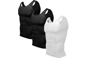 Odoland Débardeur de Compression Homme Maillot de Corps 3 pièces Amincissante Ventre Plat Invisible Shirt Abdo Minceur Shirt