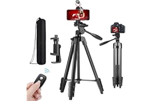 PEASTREX Handy Stativ, handystativhalter Leichter Reise Telefonständer 145cm Verstellbar mit Fernauslöser für 3,5 bis 7 Zoll Smartphone iPhone Kamera DSLR, Videoaufnahme, Live-Streaming