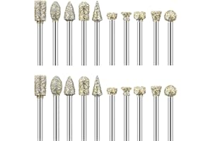 LOTBUN 20 Piezas Fresas Metal Duro de vástago de 1/8", Fresas de Carburo para Herramienta Firatoria Tallado de Madera Pulido de Metales Grabado