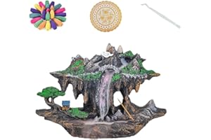 SPARKLEDOT Quemador de Fig. Amigo íntimo y comprensivo Incienso Cascada de Resina Grande con 100 Conos de Retorno, Accesorios de aromaterapia para la decoración del hogar, Juego de Quemador de Incienso Cascada