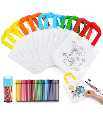 8 stuks eenhoorn-pennenetui om te beschilderen, voor kinderen, met kleurpotloden, glitterstenen, zelfklevend, cadeautje, kinderverjaardag, gastgeschenken, doe-het-zelf etui, ritssluiting, stoffen zak