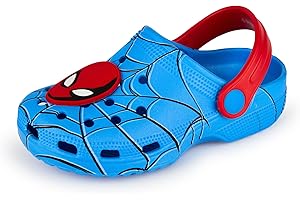 Marvel Sabots Spiderman pour garçons | Chaussures Enfant à Enfiler avec Breloques Spiderman Bleues | Sandales d'intérieur et d'extérieur avec Bride Ajustable