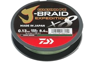 DAIWA J-Braid Expedition X8E, lenza da pesca intrecciata, 300 m, verde scuro