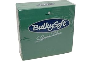 BULKY SOFT Pack of 50 Luxury Green Airlaid Napkins - Linen Feel