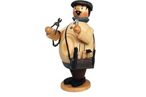 Drechslerei Kuhnert - Rauchmann / Räucherfigur aus Holz - Max als Elektriker - 16cm Höhe - Made in Germany