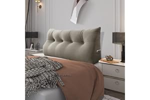 BNCKTRD Headboard Large Back Cushion, Comfortable Reading Cushion and Back Section in Bed, Backrest Pillow, Long XXL Cushion for Sofa, Couch, Wall Cushion, Velvet Beige, 140 cm