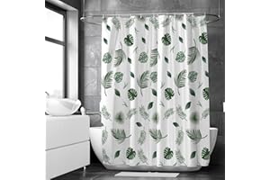 Loti Living Zasłona prysznicowa 180 x 200 cm – odporna na pleśń i działanie wody - tkanina poliestrowa - z taśmą obciążającą - w zestawie z haczykami - Leaves