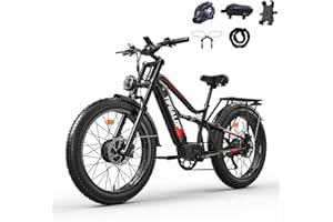 tifgalop Bicicleta eléctrica para Adultos, Bicicleta eléctrica Todoterreno de 26 Pulgadas, Doble absorción de Impactos, 7 velocidades, batería de Litio de 52 V 19 Ah/21 Ah, Alcance de hasta 45-90 km