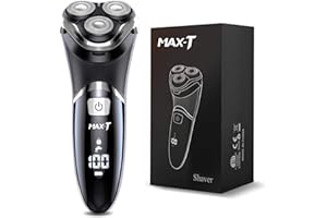 MAX-T Upgraded 3D ProSkin Wet & Dry Men's Electric Shaver, Rechargeable and Cordless Electric Razor with Pop-Up Precision Trimmer, IPX7 Waterproof Rotary Shavers, Gifts for Men, Black