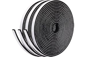 fowong Draft Excluder For Windows, 3 Rolls 6mm(W) x 3mm(T) Total 15M Long, Draught Excluder Tape for Doors, Window Seal Strip for Gap Seal, Anti-Collision, Weatherproof, Gap Sealing, Soundproof, Black