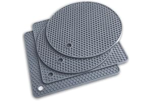 BEEPTRUM Extra Thick Silicone Trivet Mat Heat Resistant Multi-purpose None slip Table Place Mats for Hot Pots Holder, Pads, Pans, Dishes, Spoon rest, Coasters for Kitchen Cooking & Dining(4pcs Pack) (Grey)