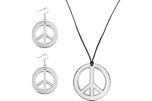 3-delat hippieset med Peace-örhängen och Peace-halsband i silver för damer