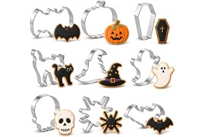 Halloween kakskärare 9-delad pumpa fladdermus spöke i rostfritt stål