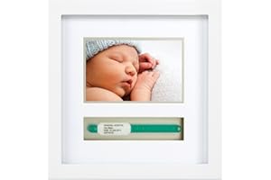 Pearhead 86013 i.d. Bracelet Frame Deluxe, Bilderrahmen zur Aufbewahrung des Geburtsarmbands, weiß